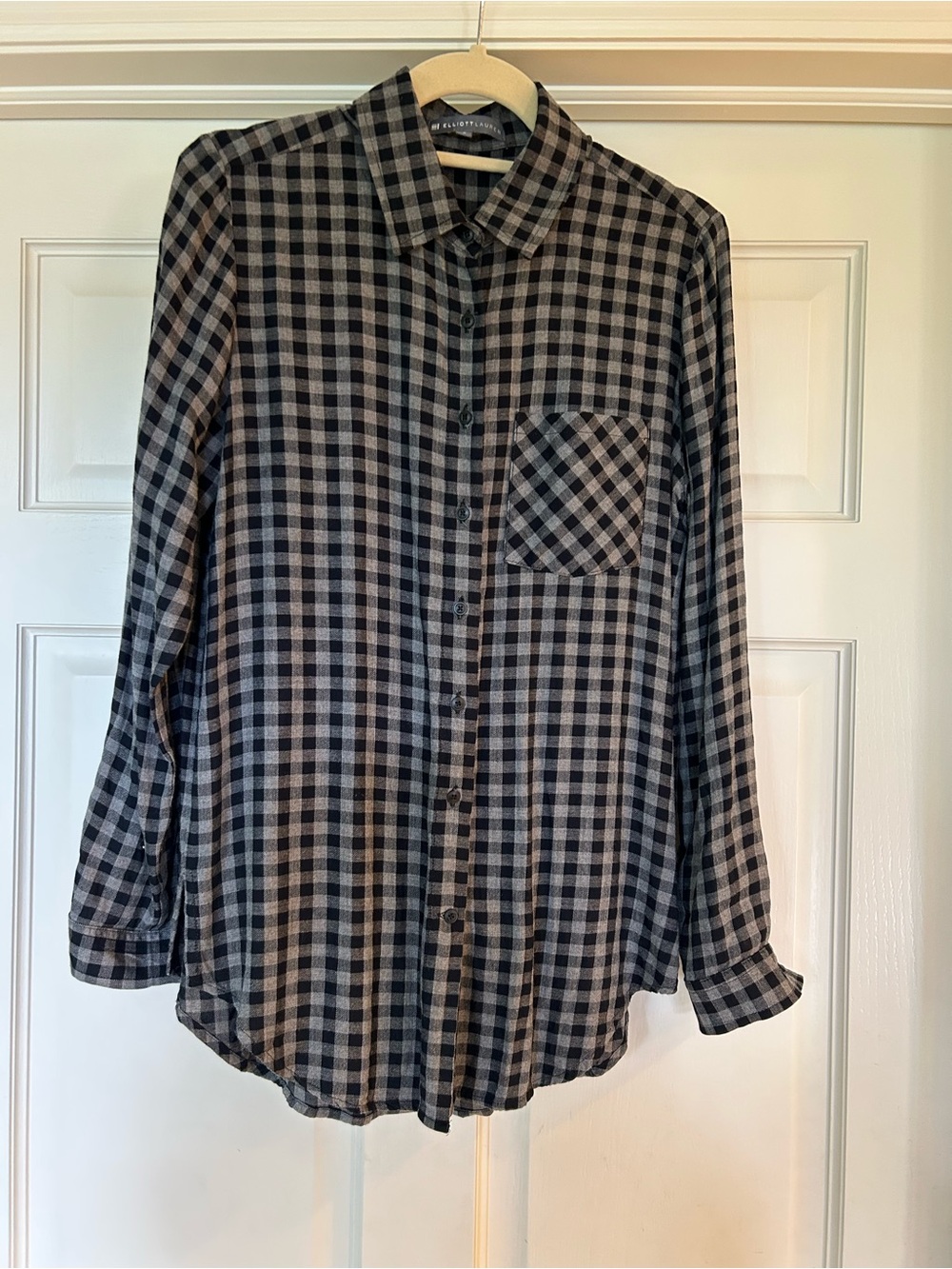 Elliott Lauren Black and Gray Check Button-Down Shirt